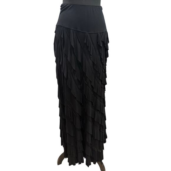 Chelsea & Theodore Maxi Tiered Ruffle Skirt - Black - XL - Picture 3 of 10